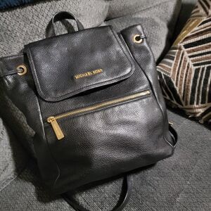 Michael Kors Black Pebbled Leather Backpack